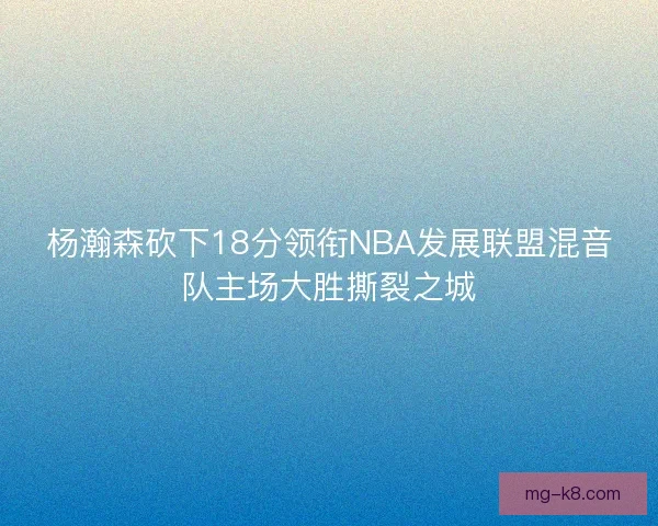 杨瀚森砍下18分领衔NBA发展联盟混音队主场大胜撕裂之城
