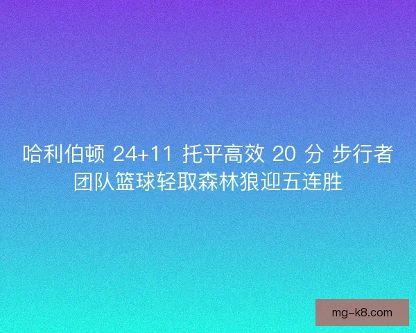哈利伯顿 24+11 托平高效 20 分 步行者团队篮球轻取森林狼迎五连胜